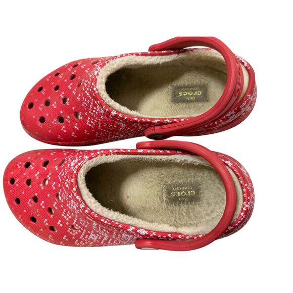 CROCS classic lined holiday Christmas Clogs women’s sz 7 sandals gently used - Picture 6 of 13